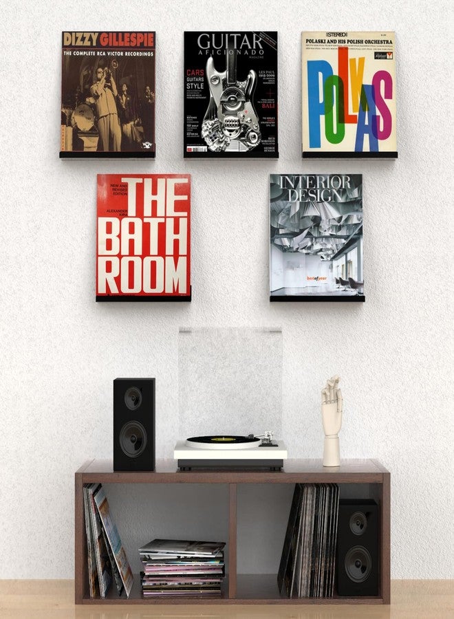 ILYXY Acrylic Vinyl Record Holder Wall Mount - 8 Pack 12-Inch Floating Vinyl Shelves, Black Record Display Frames for LP Albums & Wall Decor - Image 5